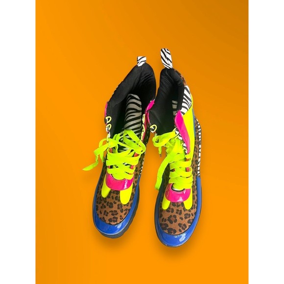 Cape Robbin Commander Multi-Color Lug Sole Lace Up Chunk Heel Platform Boots 10M - Picture 7 of 11